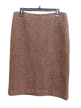 Ralph Lauren Collection Purple Label Brown Tweed Pencil Skirt Vintage Size 8